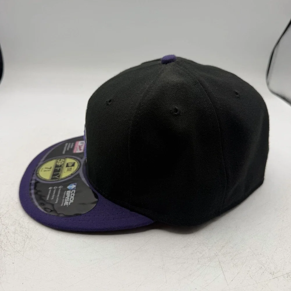 New Era 59Fifty Colorado Rockies Hat Cap 7 3/8 Black Purple Fitted MLB Baseball